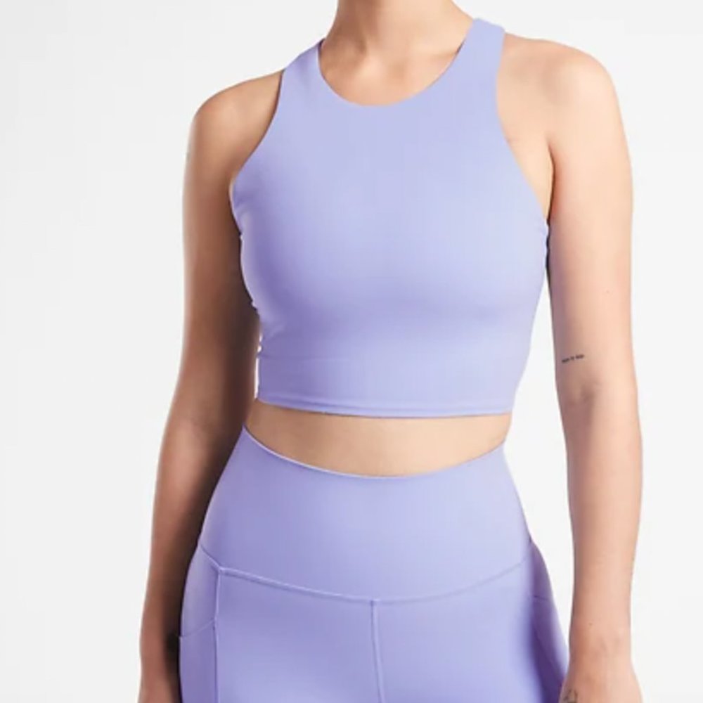 Athleta Conscious Crop Workout Top in Lavender